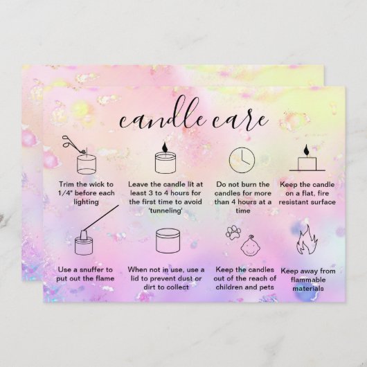 Eleganter Candle Care Dankeschön Logo-Hinzufügen Dankeskarte (Vorne/Hinten)