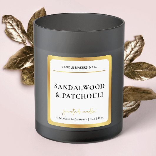 Eleganter Candle Square Label Imitate Gold Script  Quadratischer Aufkleber