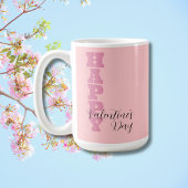 Eleganter Candy Pink und Black Happy Valentines Da Kaffeetasse