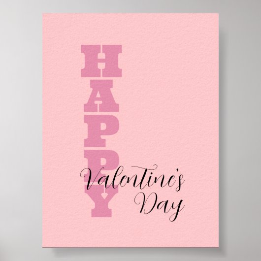Eleganter Candy Pink und Black Happy Valentines Da Poster (Vorne)