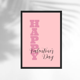 Eleganter Candy Pink und Black Happy Valentines Da Poster