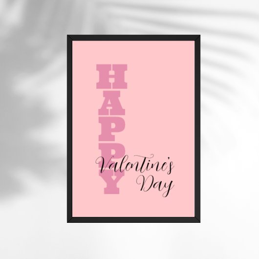 Eleganter Candy Pink und Black Happy Valentines Da Poster