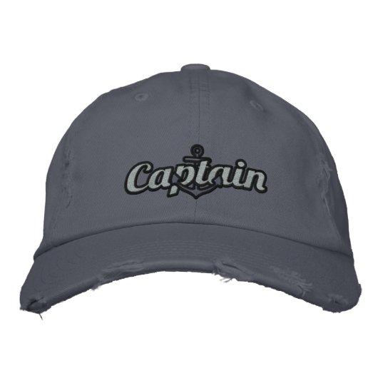 Eleganter Captain Nautical Anchor Große Stickerei Bestickte Baseballkappe (Vorderseite)
