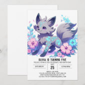 Eleganter Cartoon Wolf Digital Geburtstag Einladung (Vorne/Hinten)