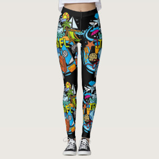 Eleganter Cartoon zeichnend Schwarz Moderne Leggings