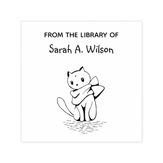 Eleganter Cat Scarf Personalisierte Bibliothek Permastempel (Design)
