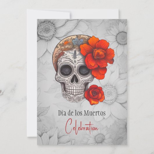 Eleganter Catrina Skull Day of the Dead Einladung (Rückseite)