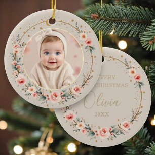 Eleganter Celestial 1. Baby Erstes Weihnachten Keramik Ornament