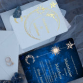 Eleganter Celestial Stars Galaxy Abend Hochzeit Folieneinladung