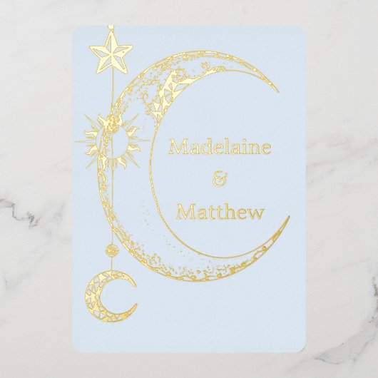 Eleganter Celestial Stars Galaxy Abend Hochzeit Folieneinladung (Vorderseite)