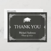 Eleganter Chalkboard Grad Cap Abschluss Vielen Dan Postkarte (Vorne/Hinten)