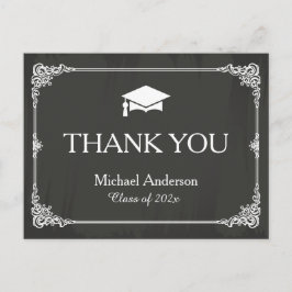 Eleganter Chalkboard Grad Cap Abschluss Vielen Dan Postkarte