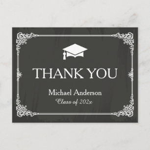 Eleganter Chalkboard Grad Cap Abschluss Vielen Dan Postkarte