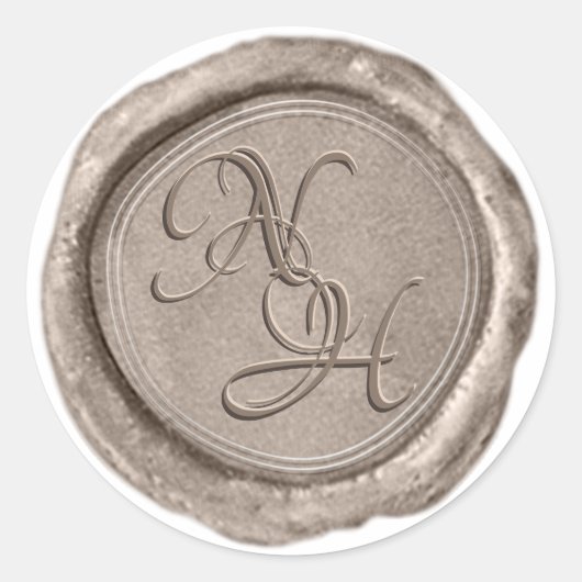 Eleganter Champagne Gold Wax Siegel Monogram Stick Runder Aufkleber (Vorderseite)
