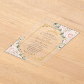 Eleganter Champagne Ivory Blush Floral Quinceñera Acryleinladungen (Ablage )