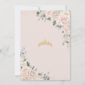 Eleganter Champagne Ivory Blush Floral Quinceñera Einladung (Rückseite)