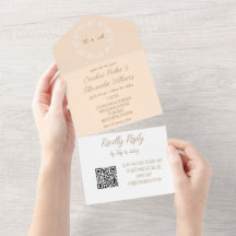 Eleganter Champagne Ivory Script Moderner UAWG QR