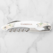 Eleganter Champagne Peach Floral Wedding Name Kellnermesser (Rückseite)