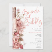 Eleganter Champagne Strawberry Boho Blush Pink Einladung (Vorderseite)