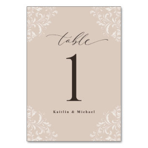 Eleganter Champagne Tan Vintag Kleine Hochzeit Tischnummer