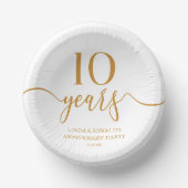 Eleganter Champagner 10. Hochzeitstag Pappteller (Vorderseite)