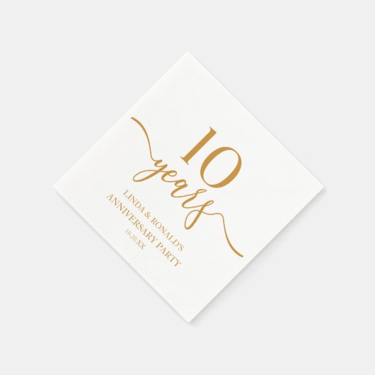 Eleganter Champagner 10. Hochzeitstag Serviette (Ecke)