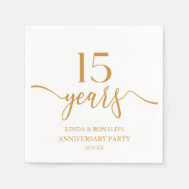 Eleganter Champagner 15. Hochzeitstag Serviette