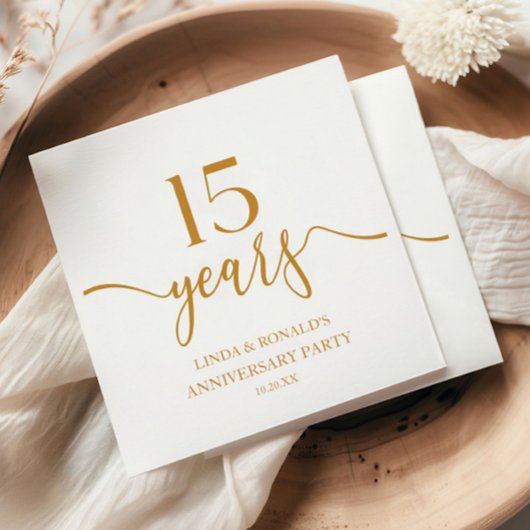 Eleganter Champagner 15. Hochzeitstag Serviette