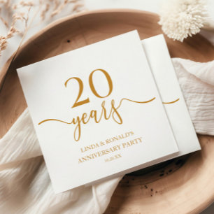 Eleganter Champagner 20. Hochzeitstag Serviette