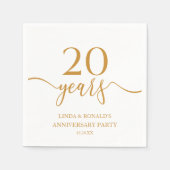 Eleganter Champagner 20. Hochzeitstag Serviette (Vorderseite)