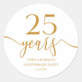 Eleganter Champagner 25. Hochzeitstag Runder Aufkleber (Vorderseite)