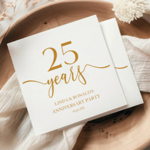 Eleganter Champagner 25. Hochzeitstag Serviette