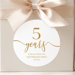 Eleganter Champagner 5. Hochzeitstag Runder Aufkleber