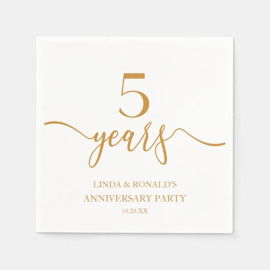 Eleganter Champagner 5. Hochzeitstag Serviette (Vorderseite)