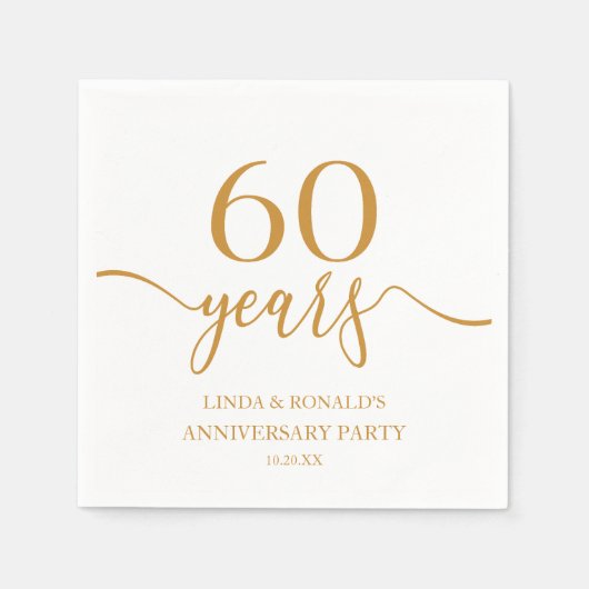 Eleganter Champagner 60. Hochzeitstag Serviette (Vorderseite)