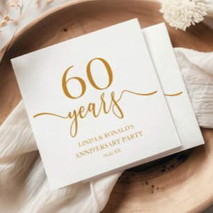 Eleganter Champagner 60. Hochzeitstag Serviette