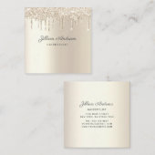 Eleganter Champagner Dripping Glitzer Beruflich Quadratische Visitenkarte (Vorne/Hinten)