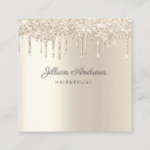 Eleganter Champagner Dripping Glitzer Beruflich Quadratische Visitenkarte (Vorderseite)