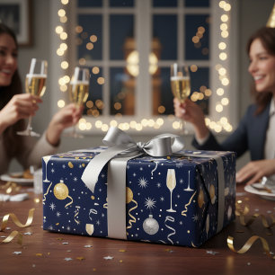 Eleganter Champagner & Glanz zum Neuen Jahr Geschenkpapier