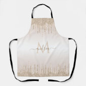 Eleganter Champagner-Glitzer Dripping Girly Monogr Schürze (Vorderseite)