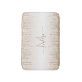 Eleganter Champagner-Glitzer Dripping Monogram & N Badematte (Vorderseite Vertikal)