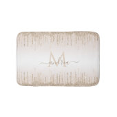 Eleganter Champagner-Glitzer Dripping Monogram & N Badematte (Vorderseite)