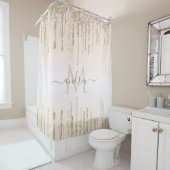 Eleganter Champagner-Glitzer Dripping Monogram & N Duschvorhang (Beispiel)