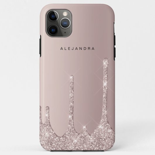 Eleganter Champagner-Glitzer-Tropfen Case-Mate iPhone Hülle (Rückseite)
