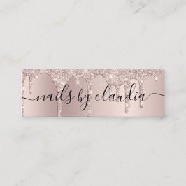 Eleganter Champagner-Glitzer-Tropfen Mini Visitenkarte