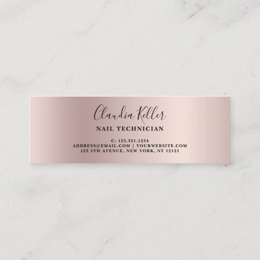 Eleganter Champagner-Glitzer-Tropfen Mini Visitenkarte (Rückseite)