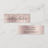 Eleganter Champagner-Glitzer-Tropfen Mini Visitenkarte (Vorne/Hinten)