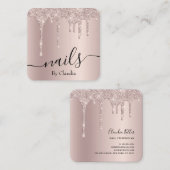 Eleganter Champagner-Glitzer-Tropfen Quadratische Visitenkarte (Vorne/Hinten)