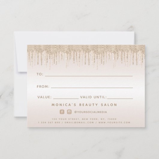 Eleganter Champagner Glitzer Tropfsteinhöhle Salon (Rückseite)