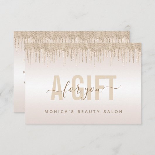 Eleganter Champagner Glitzer Tropfsteinhöhle Salon (Vorne/Hinten)